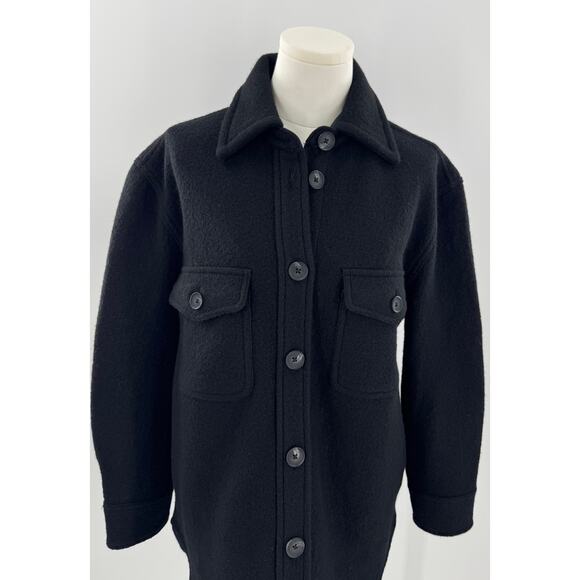 Quince Womens 100% Wool Black Shirt Jacket Shacket Small NWOT - Picture 3 of 11